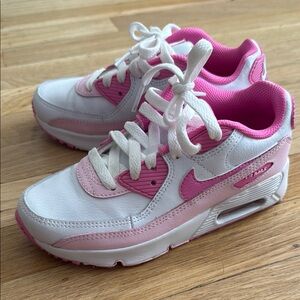 Nike White and Pink Sneakers Size 1Y